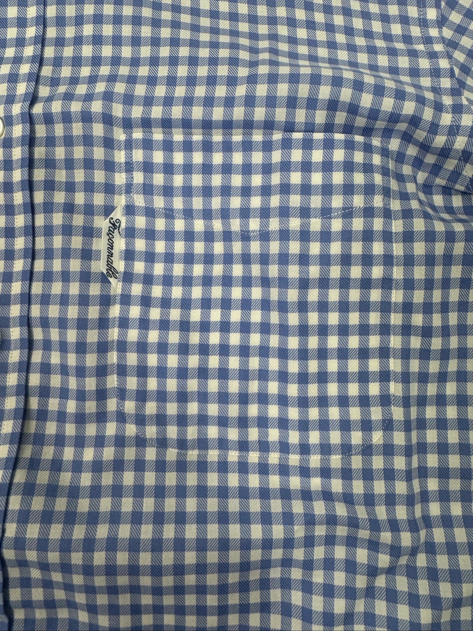 Hemd Façonnable Heren Geruit Vichy Blauw Wit 100% Katoen Maat L XL Casual Zakelijk – photo 5